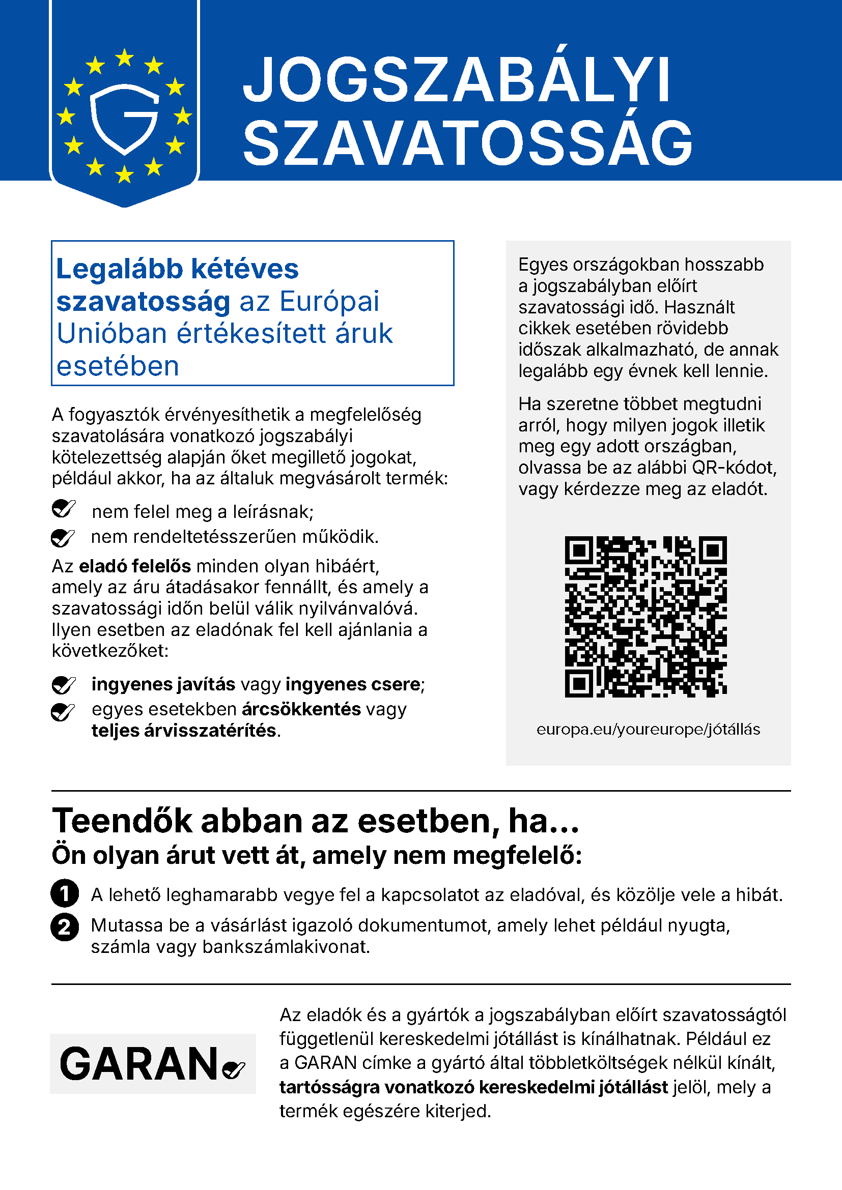 Jogszabályi garanciajogok