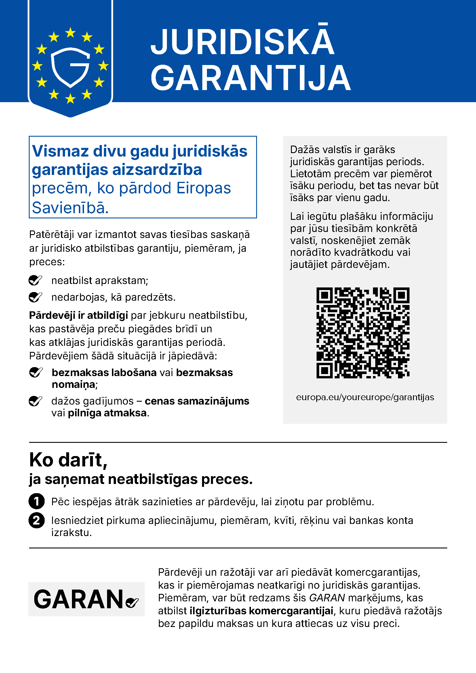 Likumā noteiktās garantijas tiesības