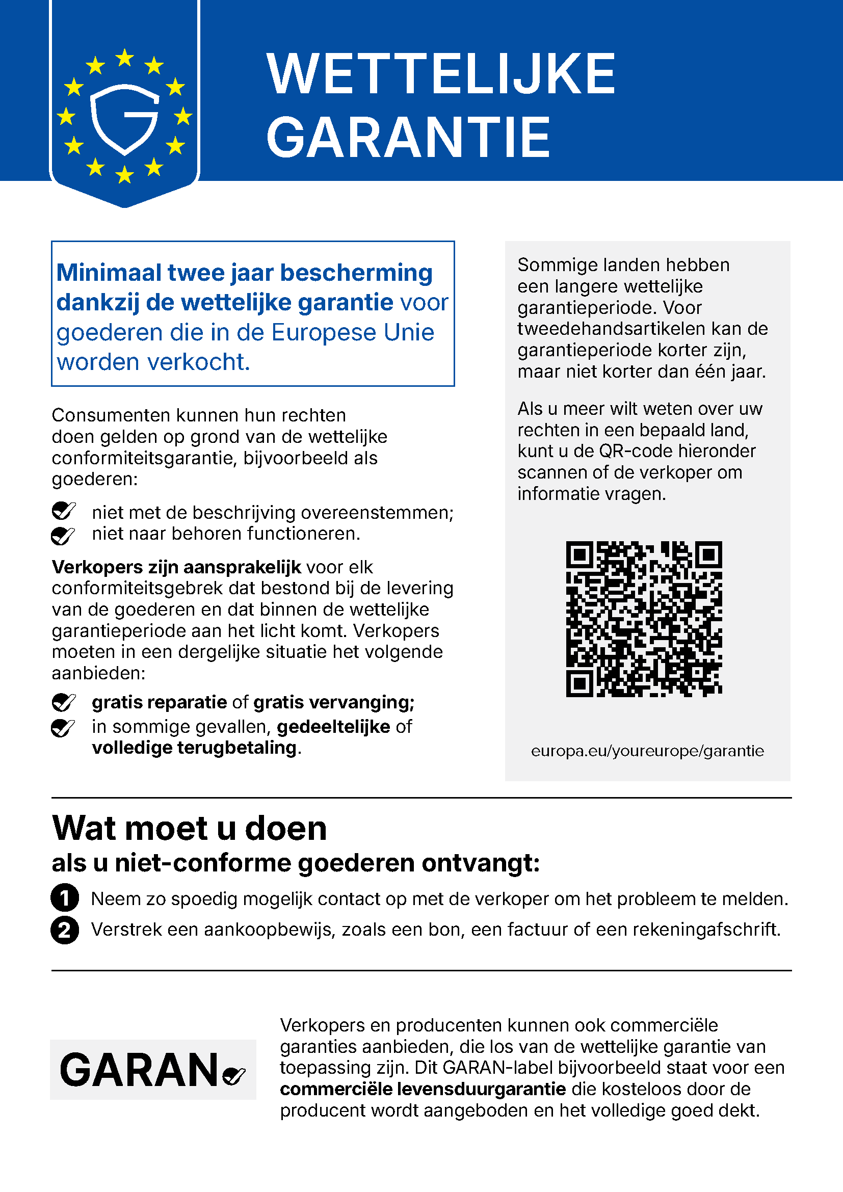Wettelijke garantiebewijzen